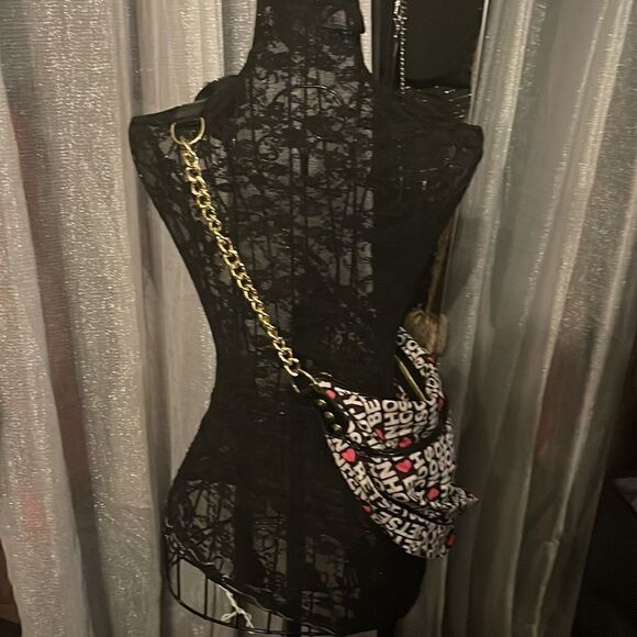 Betsey johnson bbw logo & hearts hobo crossbody bag /purse - Picture 4 of 8